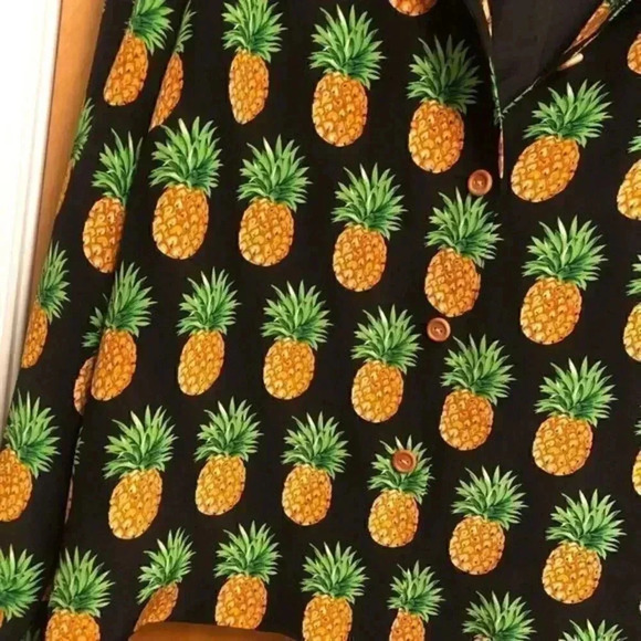 VTG 90s Maggy L Women's Pineapple Print Button‎ Down Long Sleeve Silk Blazer 14P - Picture 2 of 7